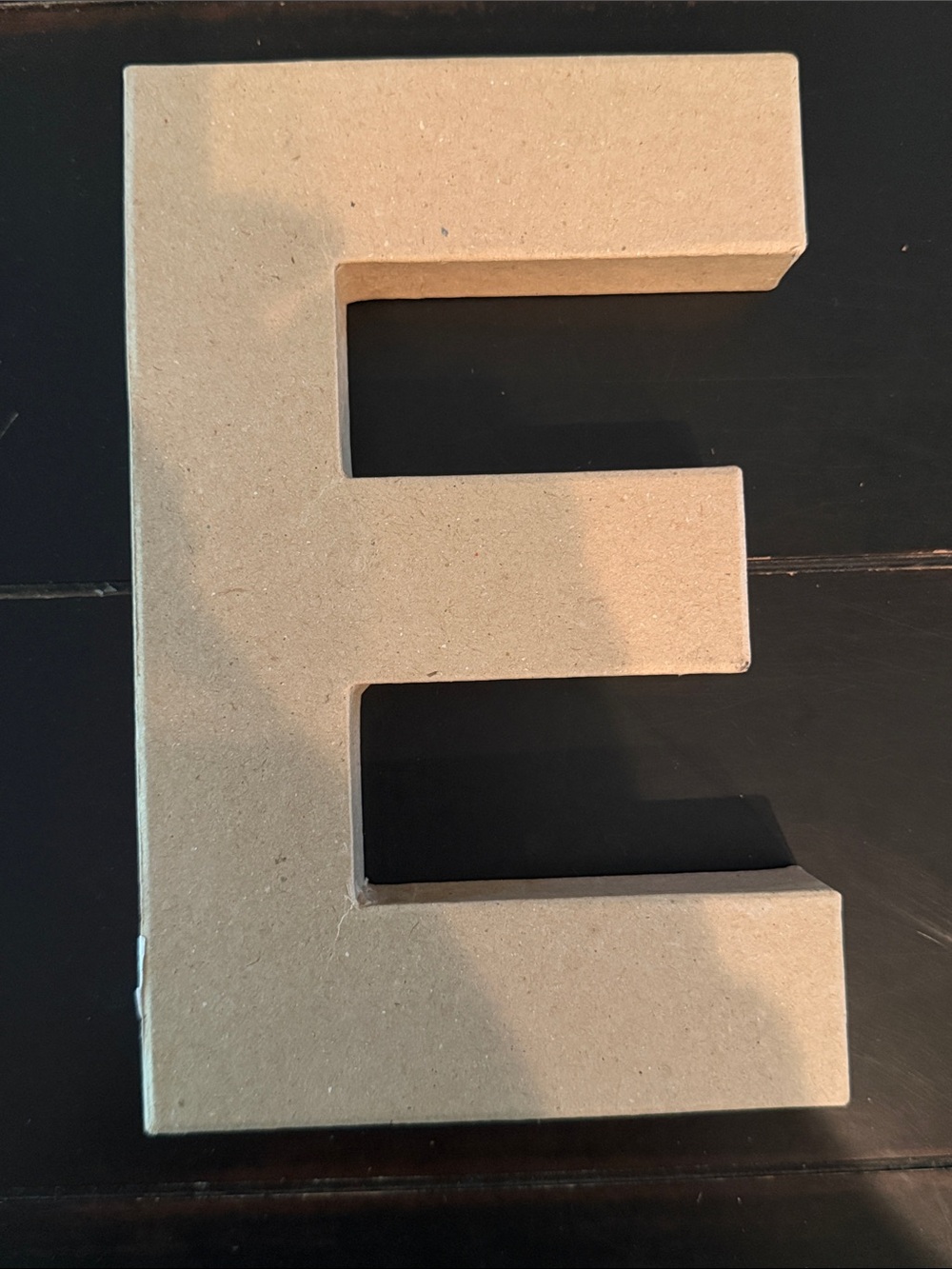 Paper Mache Letter E in Neutral Beige